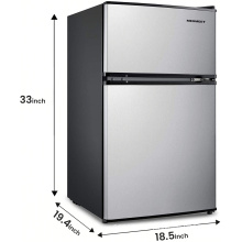 Megmeet Adjustable Temperature Ranges Compact Refrigerator Stainless Steel with easy-to-clean interior